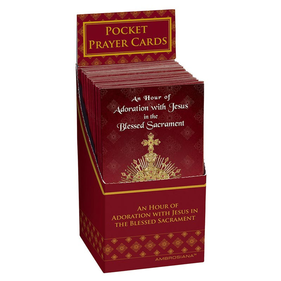 Adoration Pocket Prayer Card Display – 48 pk | Laminated Trifold Guide