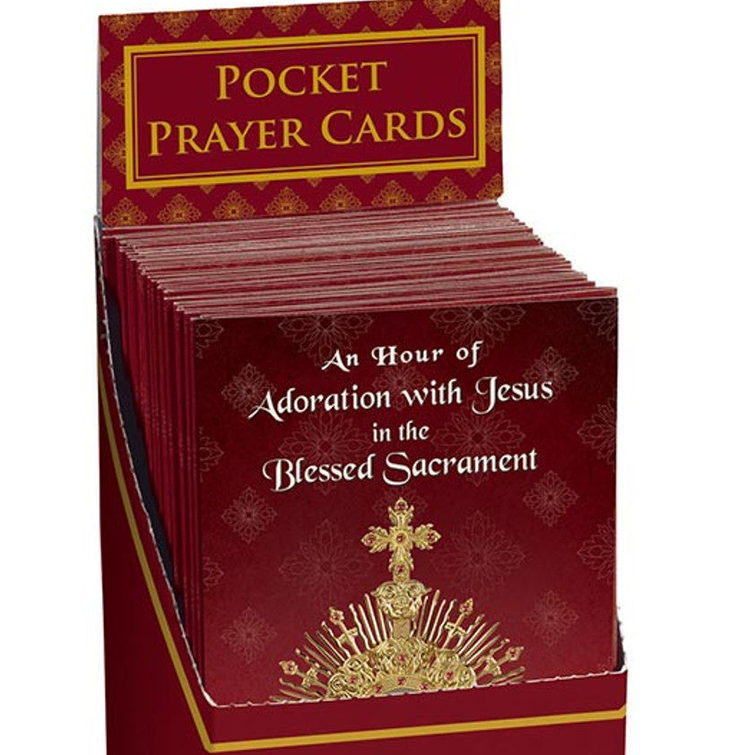 Adoration Pocket Prayer Card Display – 48 pk | Laminated Trifold Guide