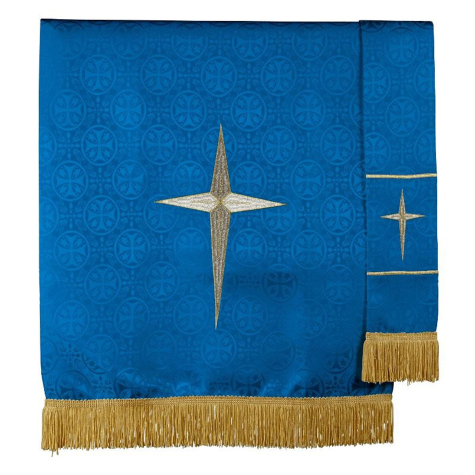 Traditional Maltese Cross Jacquard Pulpit Scarf – 18 x 36” with 2” Tassels, Two-Tone Embroidery