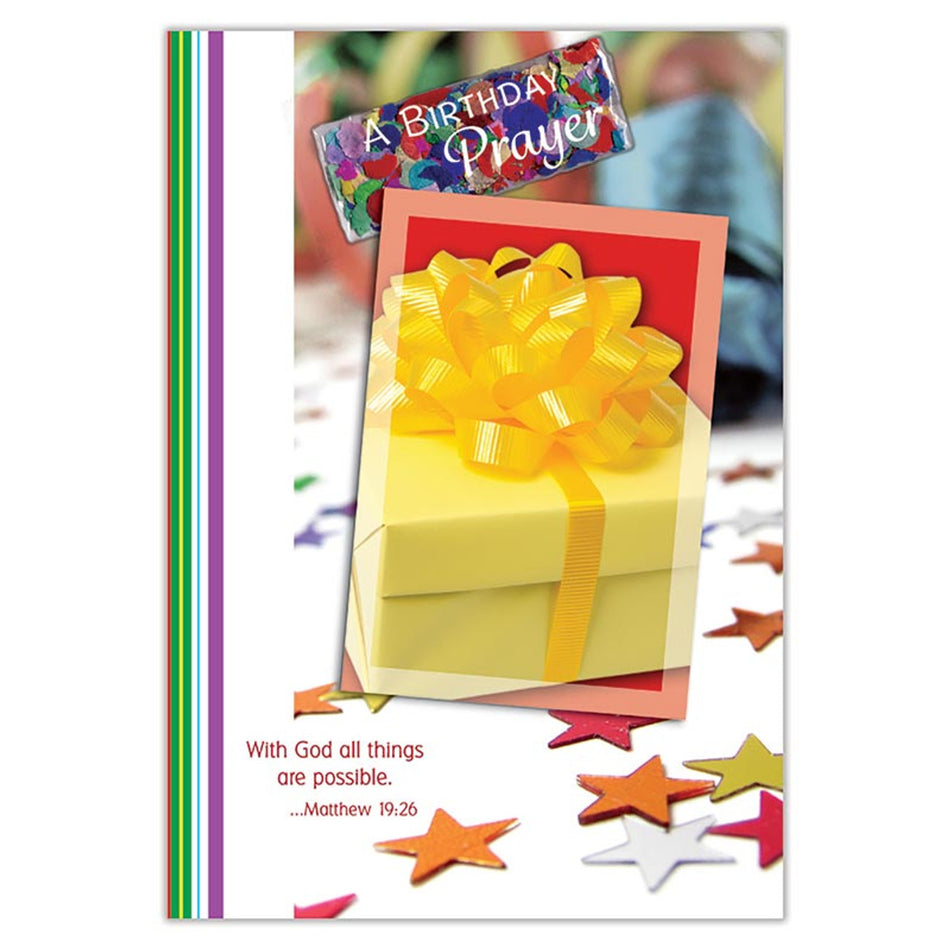 Birthday Prayer Card | Gold Foil Embossed | With God All Things Are Possible | 12 Pack