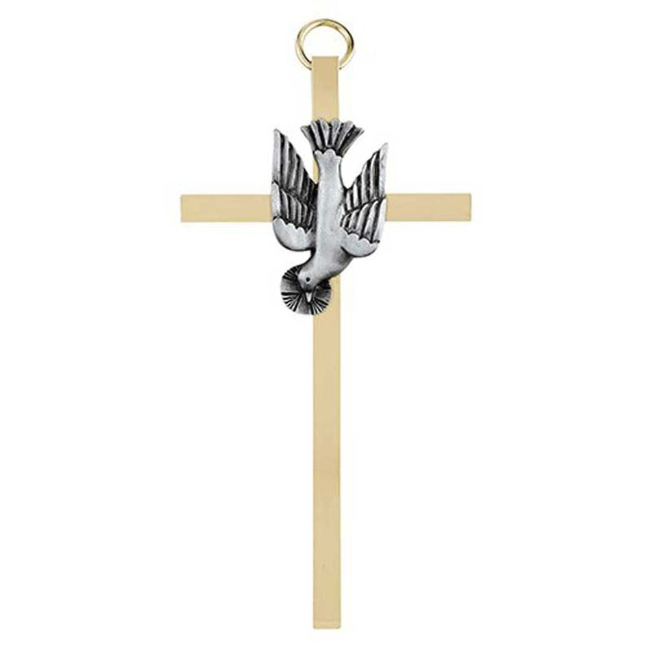 4.25″ Brass Cross with Chalice Emblem | First Communion Keepsake