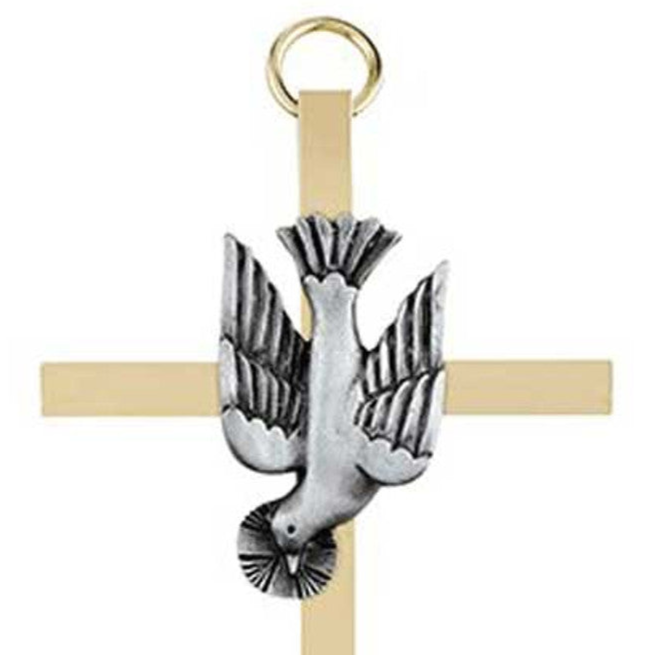 4.25″ Brass Cross with Chalice Emblem | First Communion Keepsake