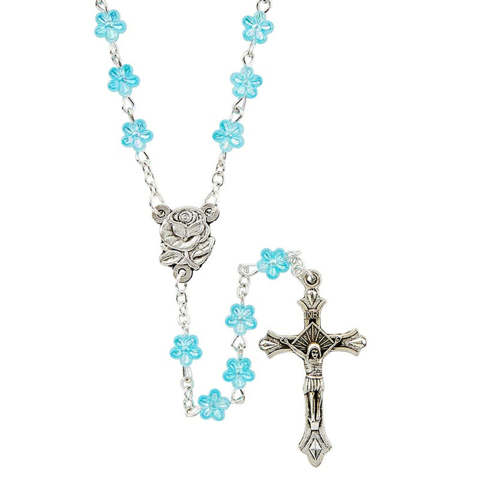 Floral Rosary - Aqua Rosary | Aqua-Flower Design | Individual or Pack of 6