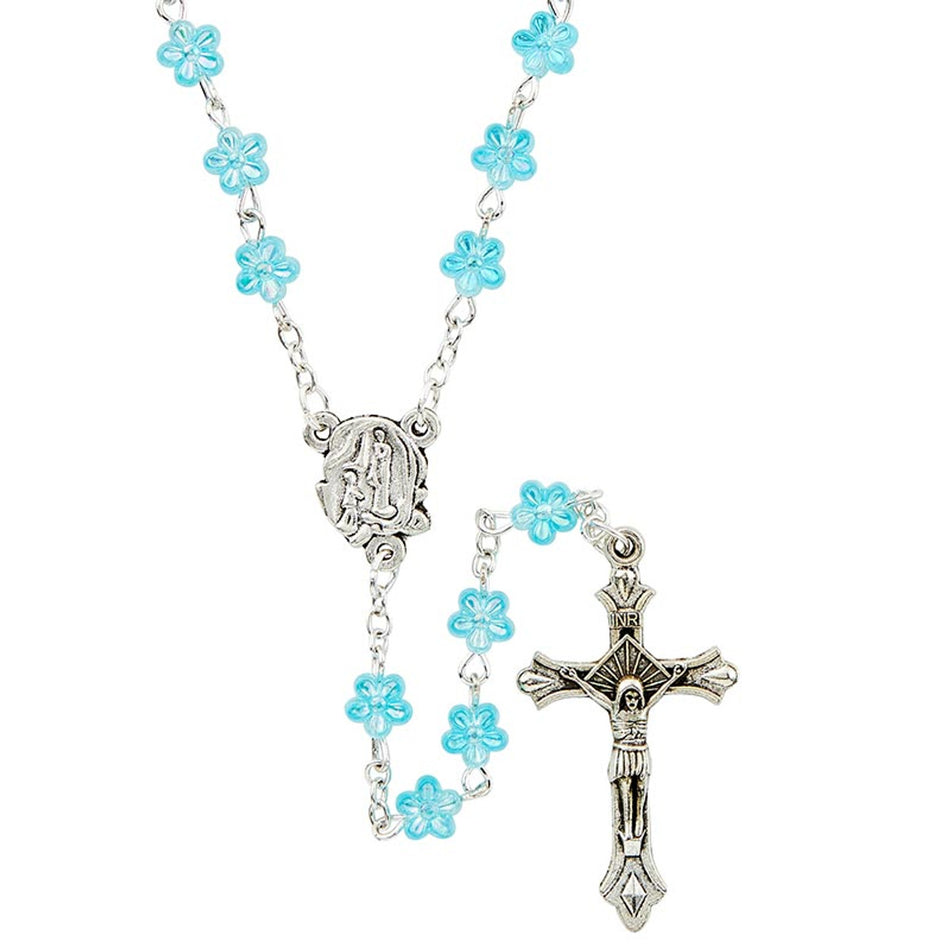 Floral Rosary - Aqua Rosary | Aqua-Flower Design | Individual or Pack of 6