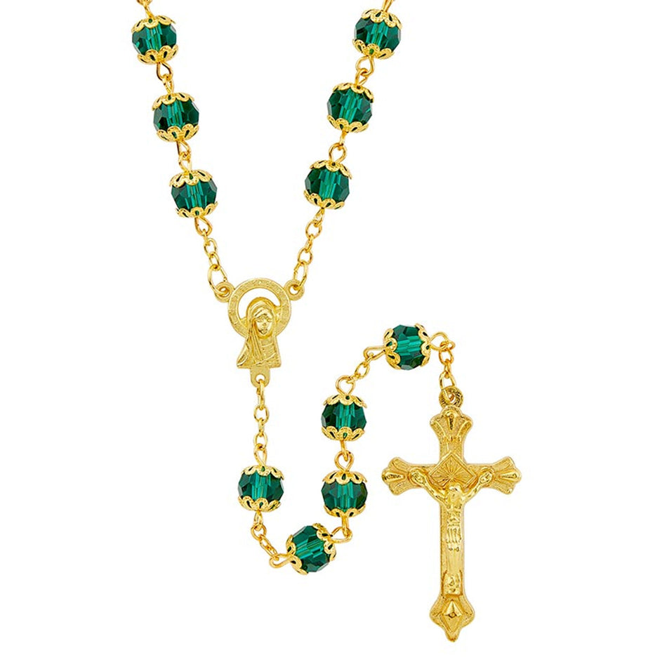 Basilica Collection – Emerald Rosary | Elegant Gold-Plated Design | Individual or Pack of 4