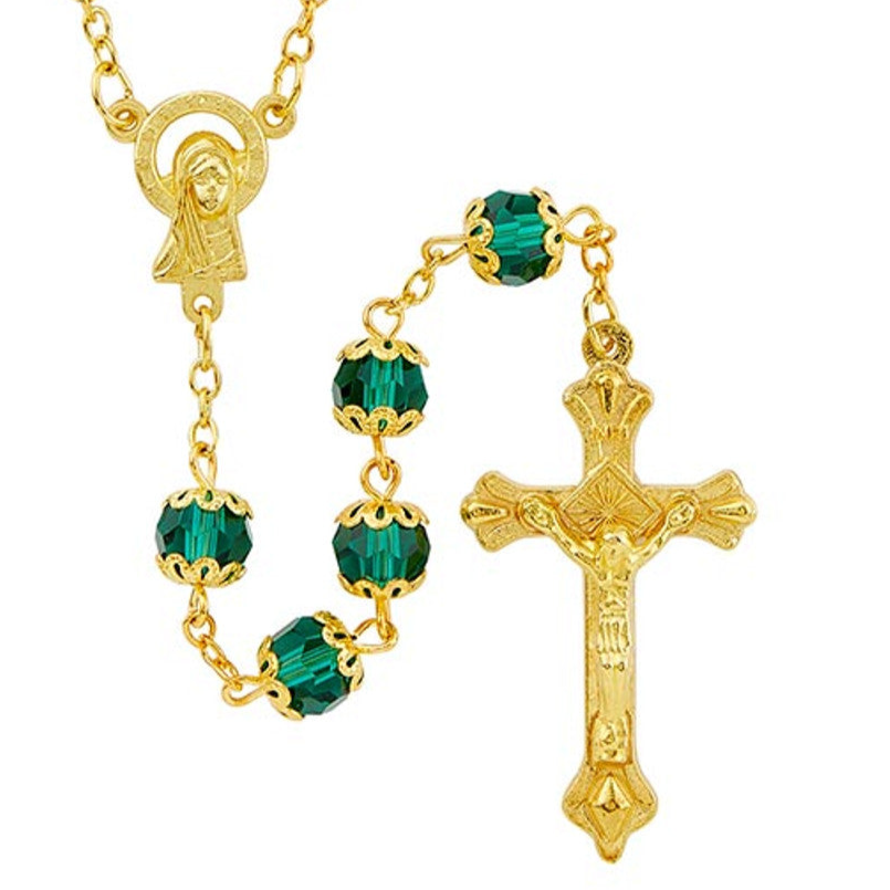 Basilica Collection – Emerald Rosary | Elegant Gold-Plated Design | Individual or Pack of 4