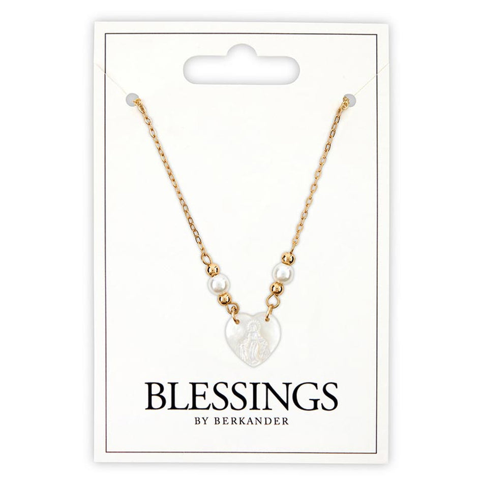 Heart Shaped Our Lady of Grace Pendant Necklace