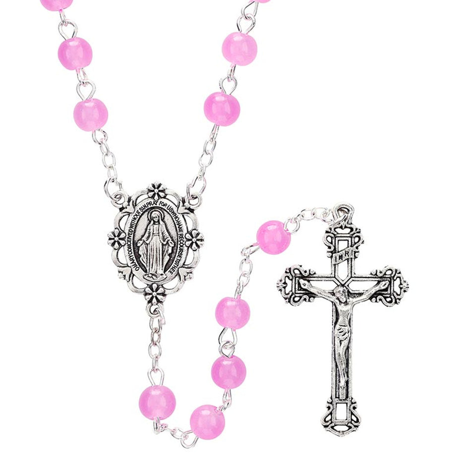 Light Blue Rosary | Plastic with Miraculous Medal | Pack of 6