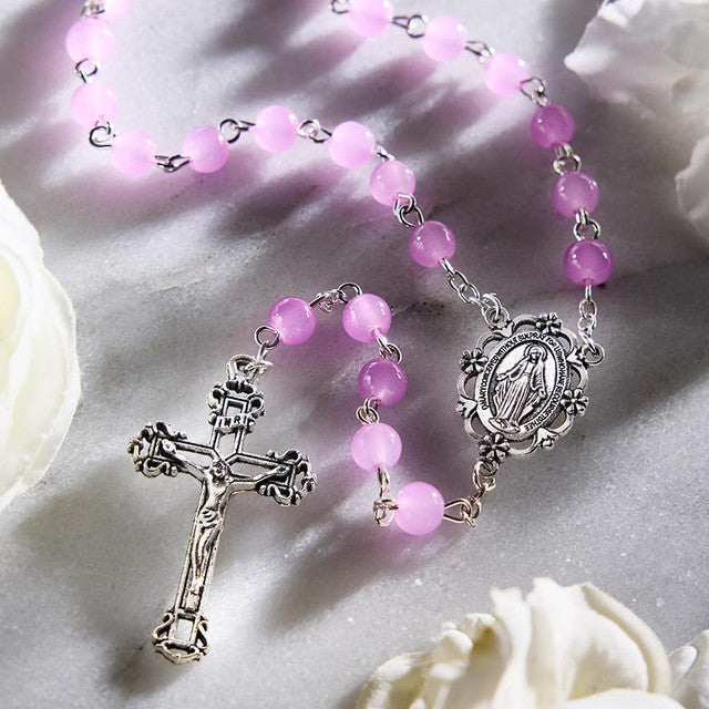 Light Blue Rosary | Plastic with Miraculous Medal | Pack of 6