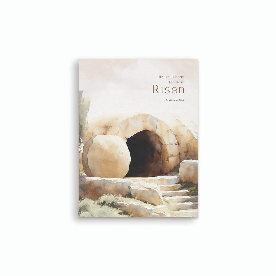 He Is Risen Collection Canvas – He Is Not Here | 12″ × 15.75″ Canvas on MDF | Individual or Case of 4