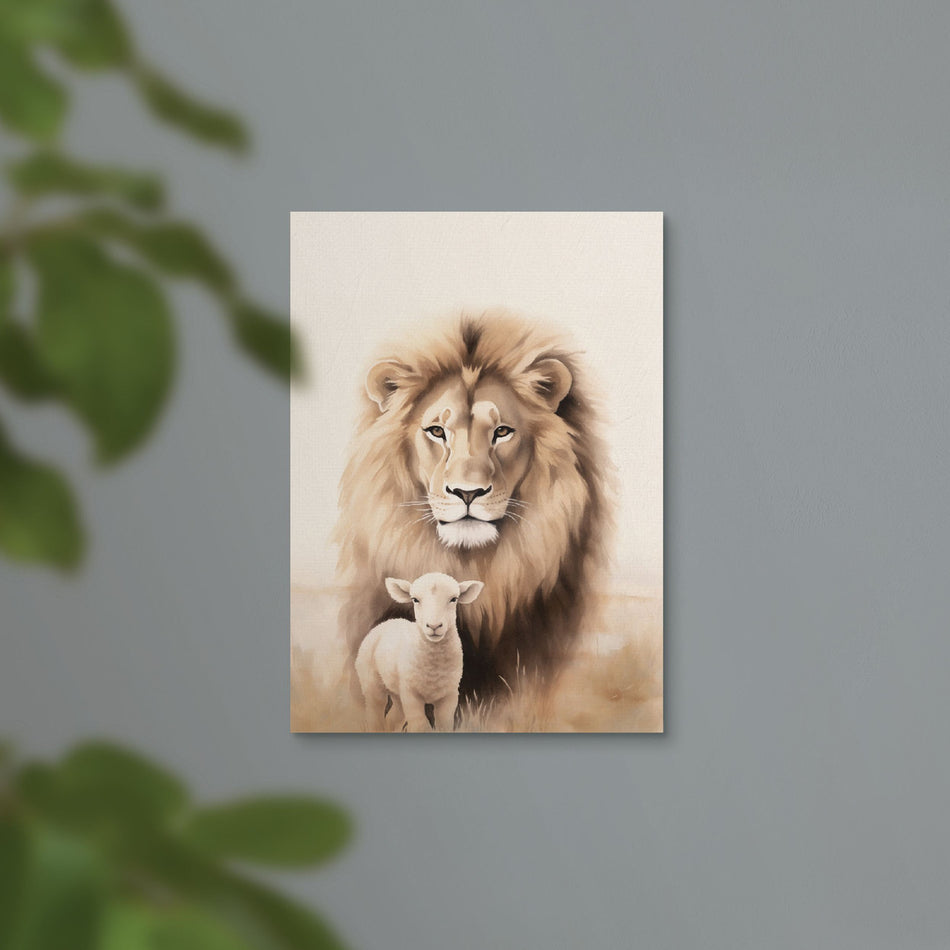 He Is Risen Collection Canvas – Lion & Lamb | 5″ × 7″ Canvas & MDF | Case of 6