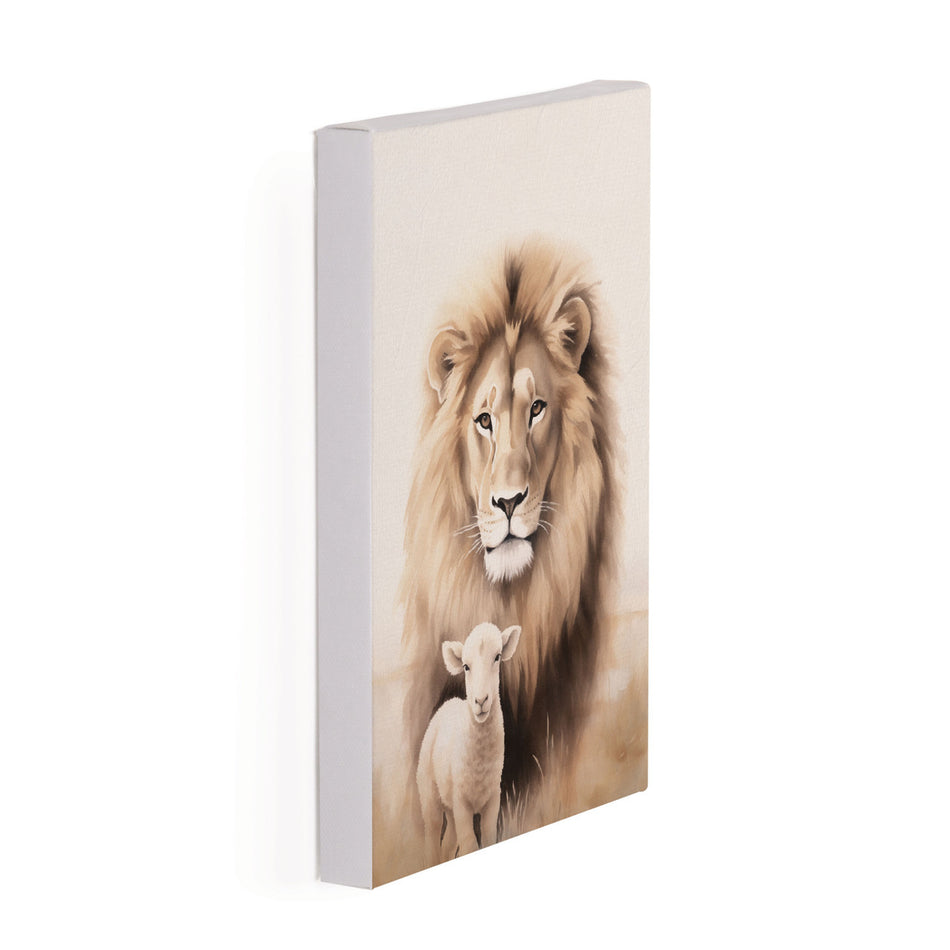 He Is Risen Collection Canvas – Lion & Lamb | 5″ × 7″ Canvas & MDF | Case of 6