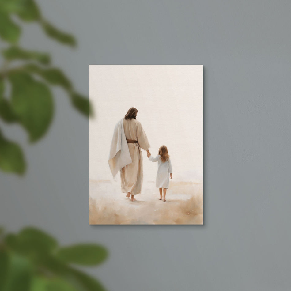 Wondrous Watercolors Collection Canvas – Jesus Walking | 5″ × 7″ Canvas on MDF | Individual or Case of 6