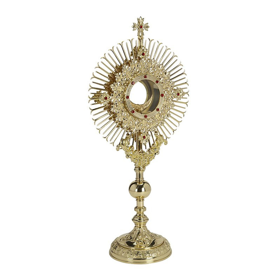 Ornate Jeweled Monstrance with Luna and Case