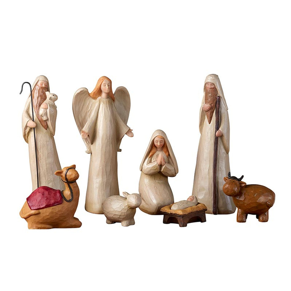 8-pc Wood Finish Nativity Set