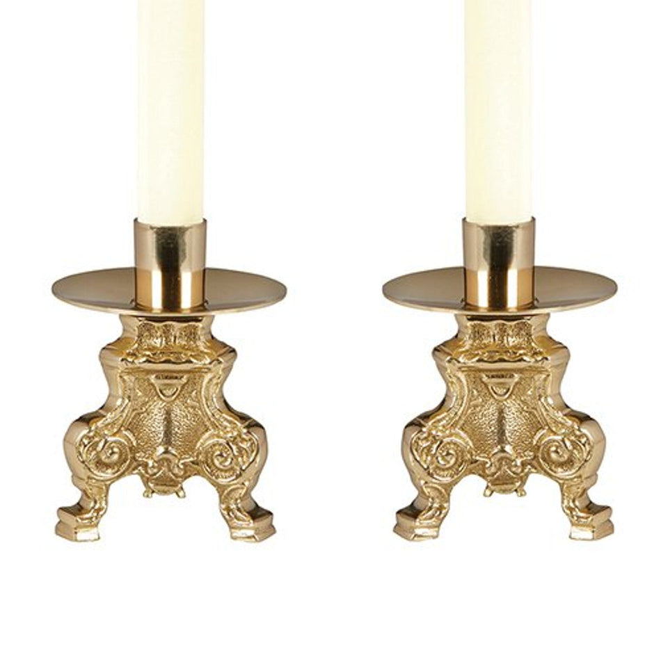 Sudbury Small Altar Candlesticks - 4-1/2" Tall - Pack of 2, one of the items in the Small Altar Candlesticks - Pair with 7/8-Inch Beeswax Candles and Followers. A photograph of the assembled set is pending.