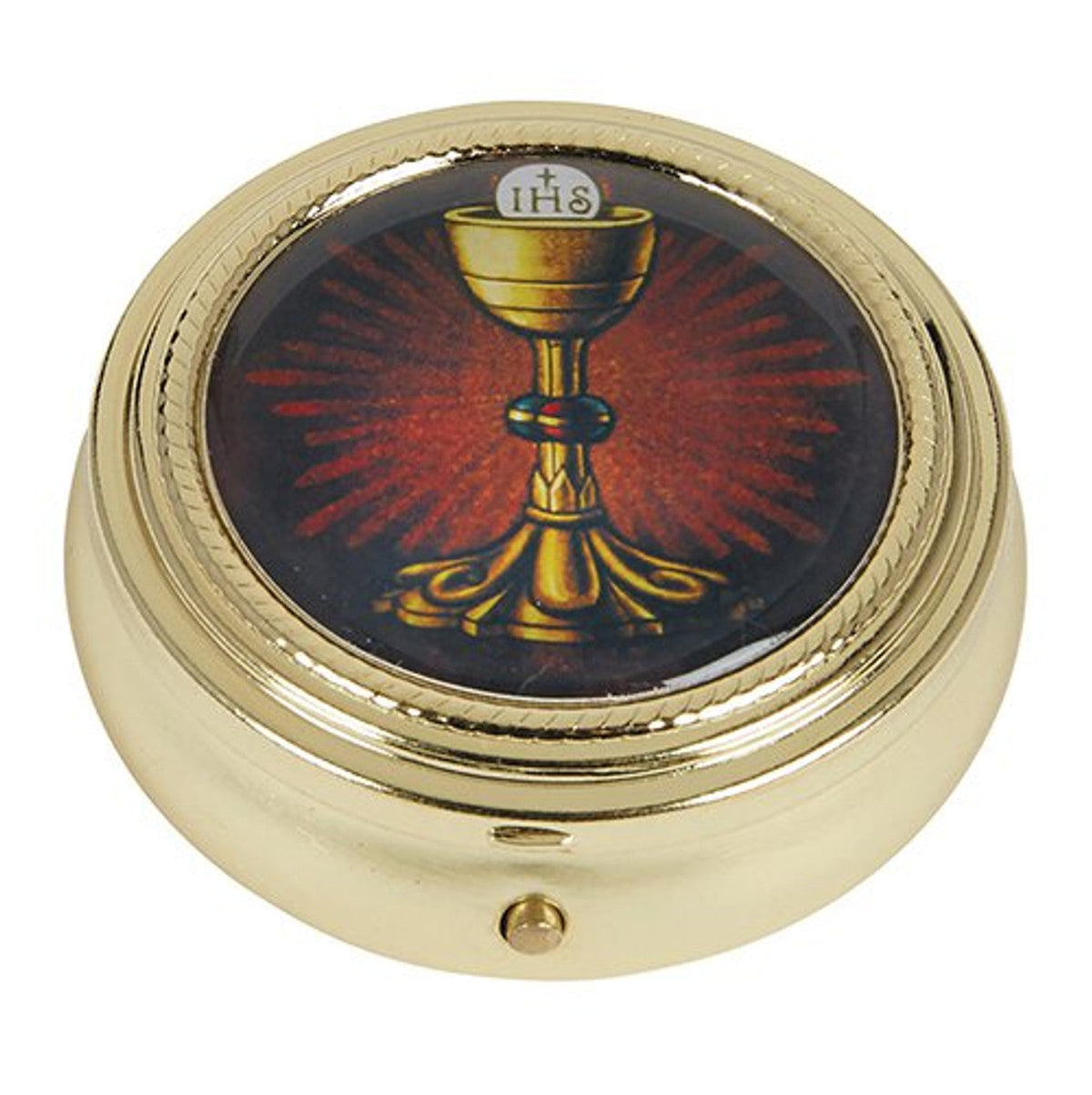 Chalice Host Pyx with Epoxy Lid 3/pk, one of the items in the Sick Call Set: Three Host Pyxes and 500 Hospital Wafers. A photograph of the assembled set is pending.