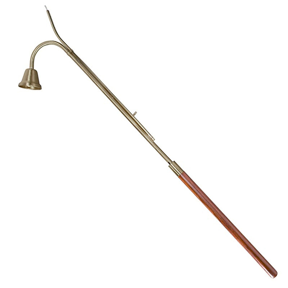 Candle Lighter with Bell Snuffer - 36" Brass-Plated Metal with Wood Handle