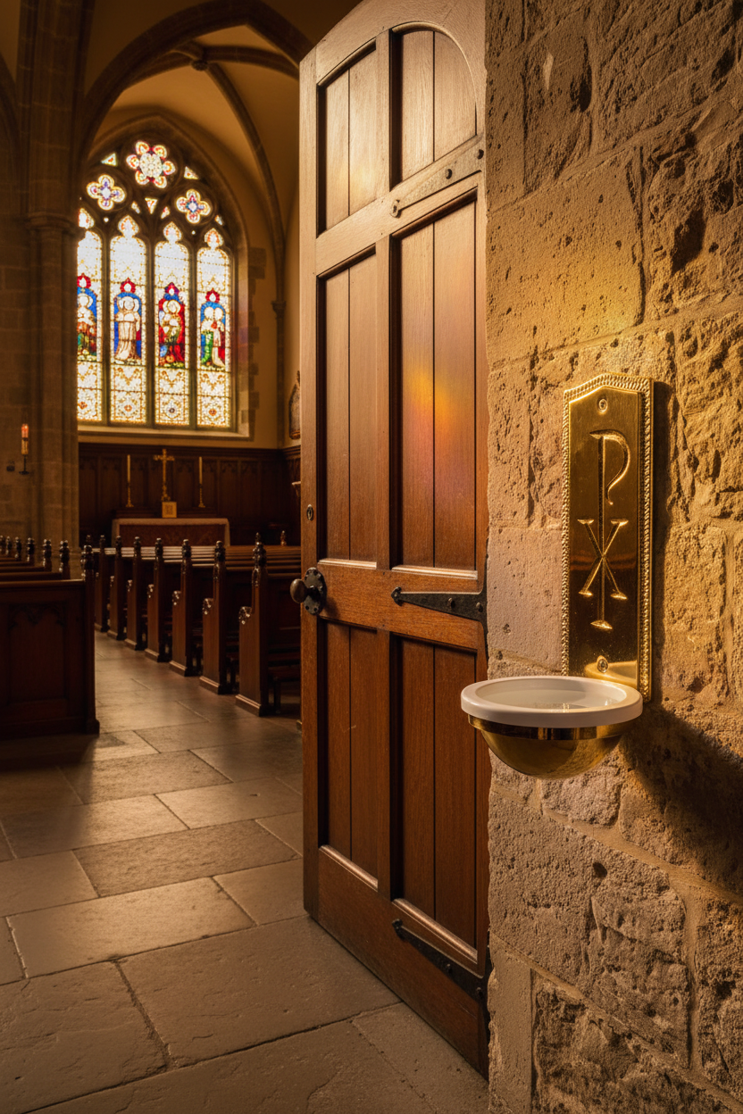 Holy Water Font - Chi Rho