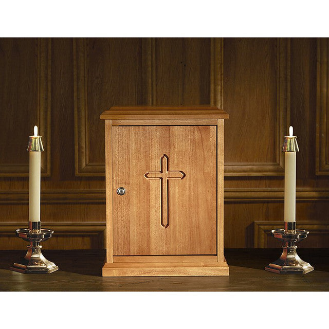 Plain Cross Wood Tabernacle - Medium Oak