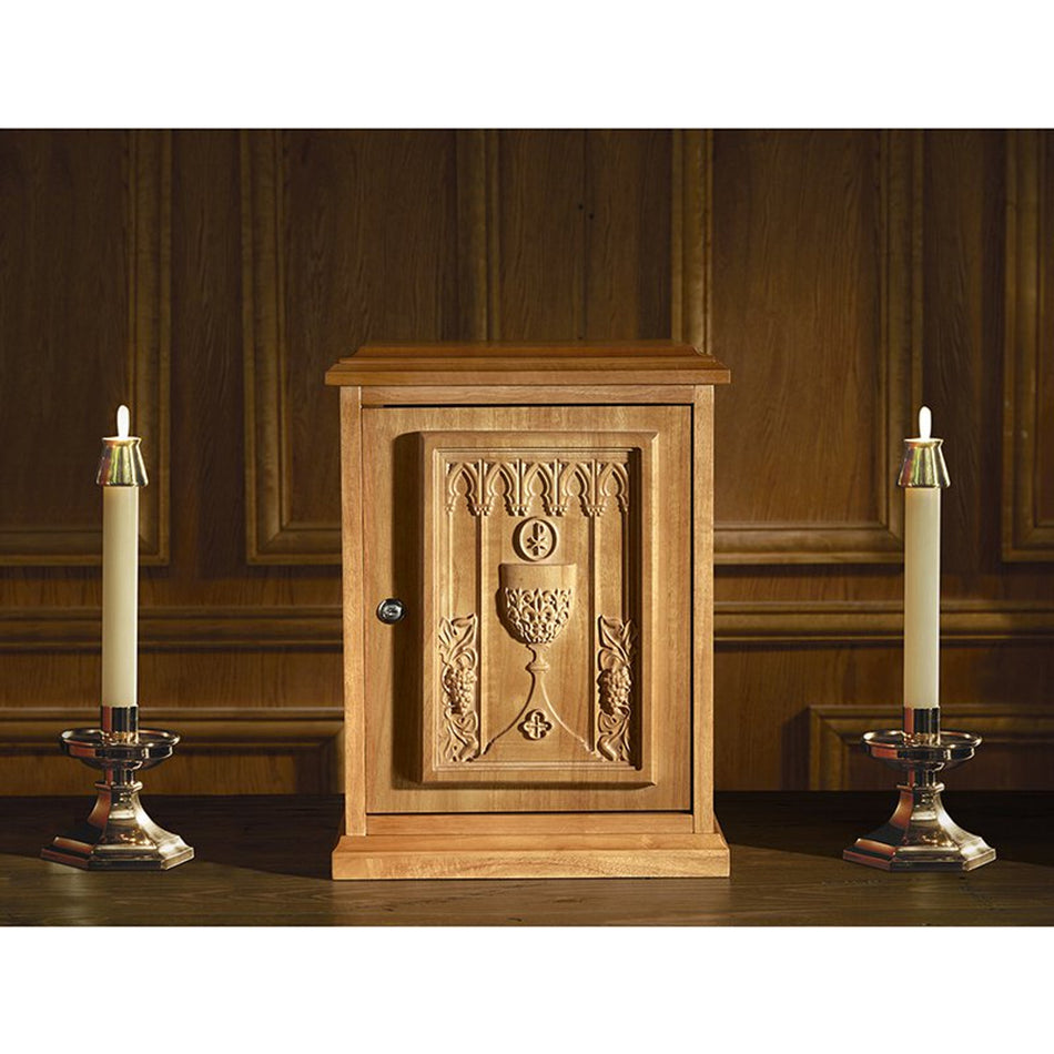 Chalice, Host and Grape Tabernacle - Medium Oak