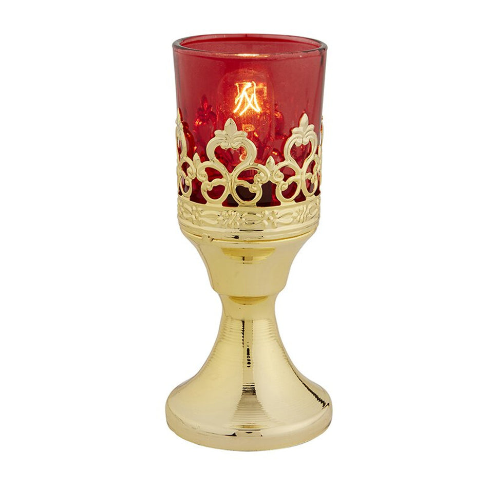 Standing Votive Glass Holder w/ Ruby Glass - Electric