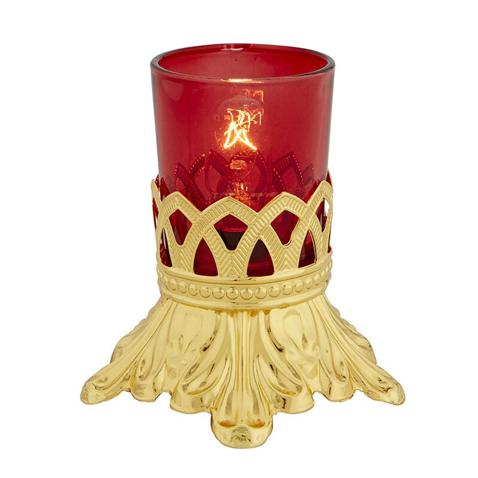 Standing Votive Glass Holder w/ Ruby Glass - Electric