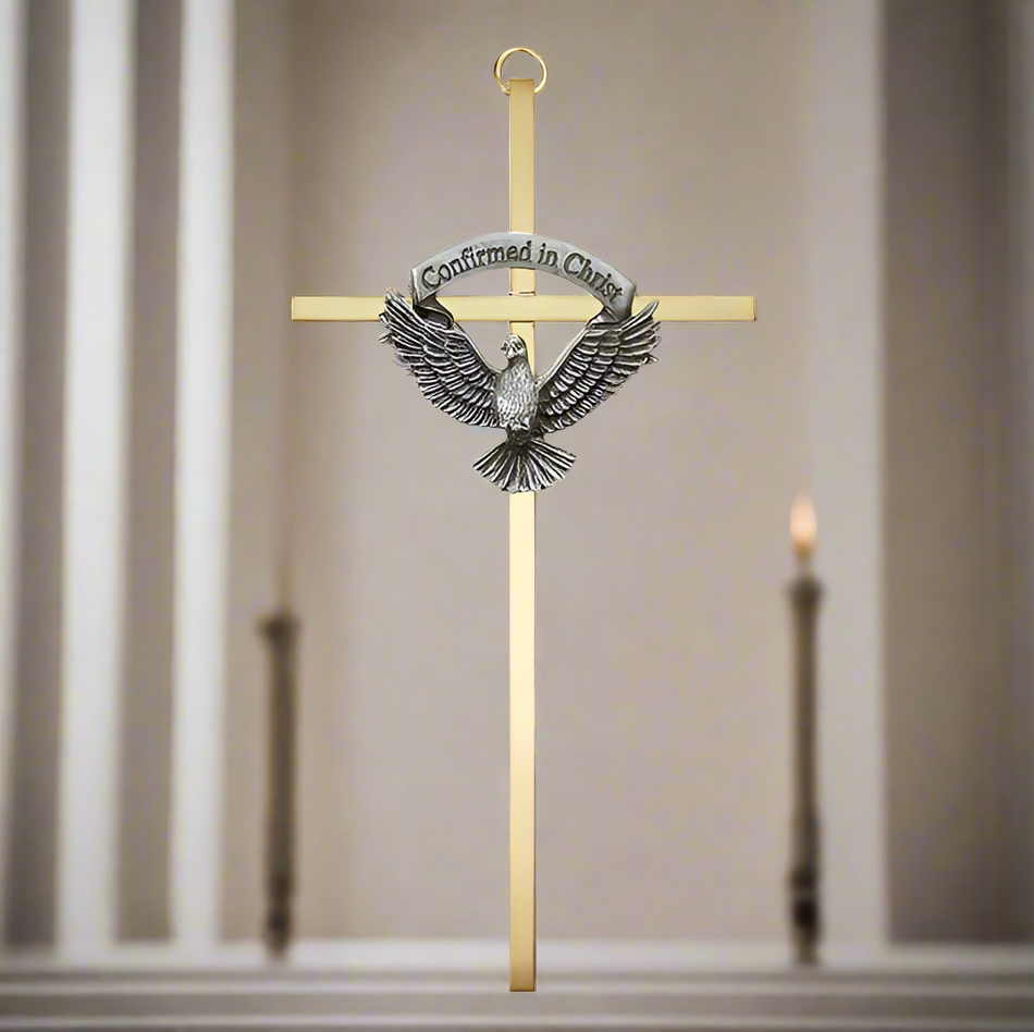 Brass Cross with Emblem - Confirmation