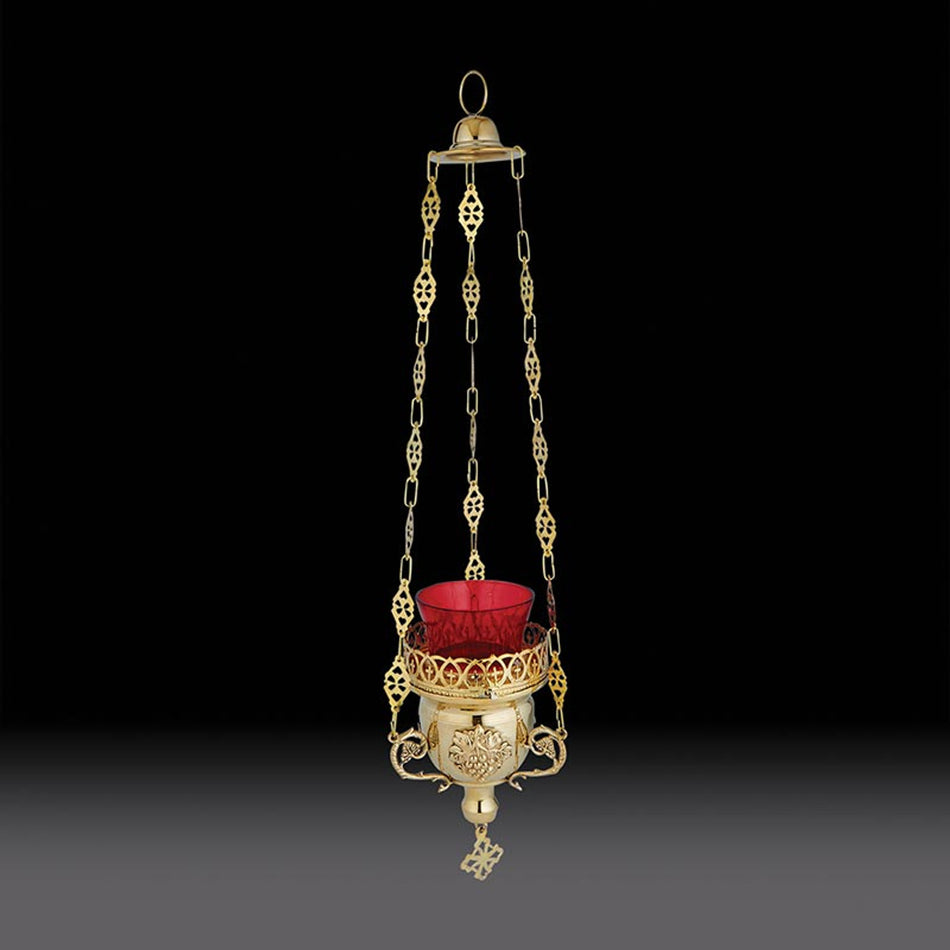 Hanging Sanctuary Lamp with Ruby Glass