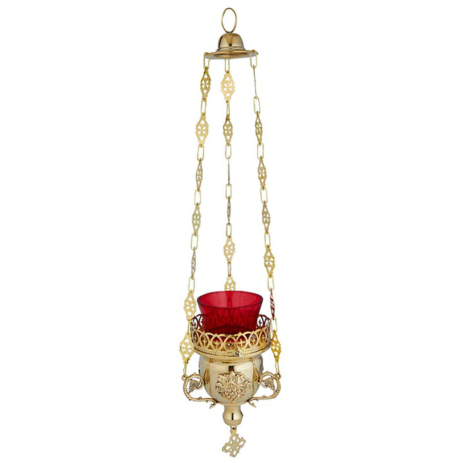 Hanging Sanctuary Lamp with Ruby Glass