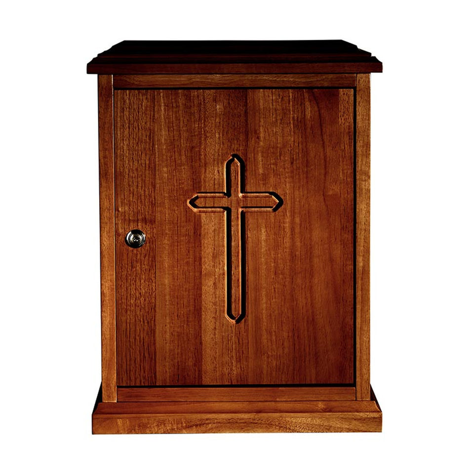 Plain Cross Wood Tabernacle - Walnut