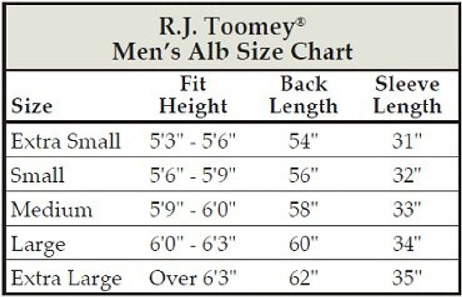 R.J. Toomey Front Wrap Alb – White Liturgical Garment with Reinforced Seams & Velcro Closure