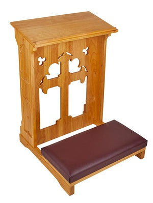 Robert Smith Holy Cross Padded Kneeler - Medium Oak Stain or Walnut