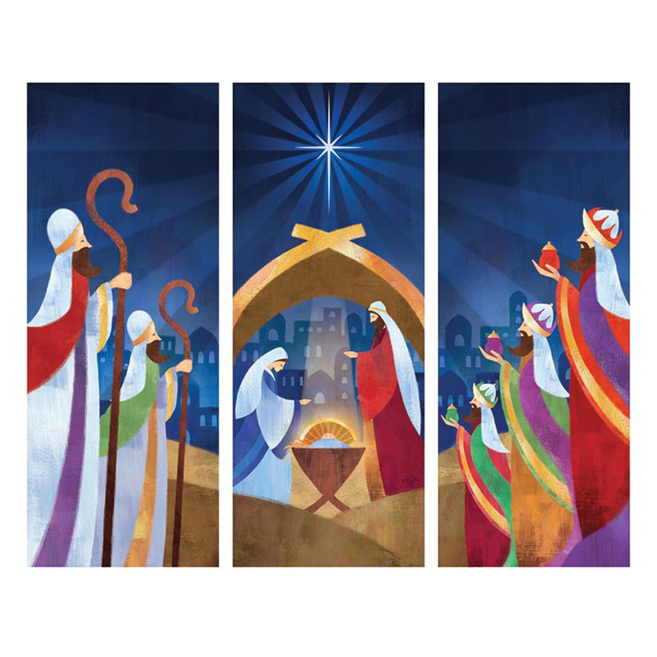 Let us Adore Him Nativity X-Stand Banner Set - Set of 3 Info