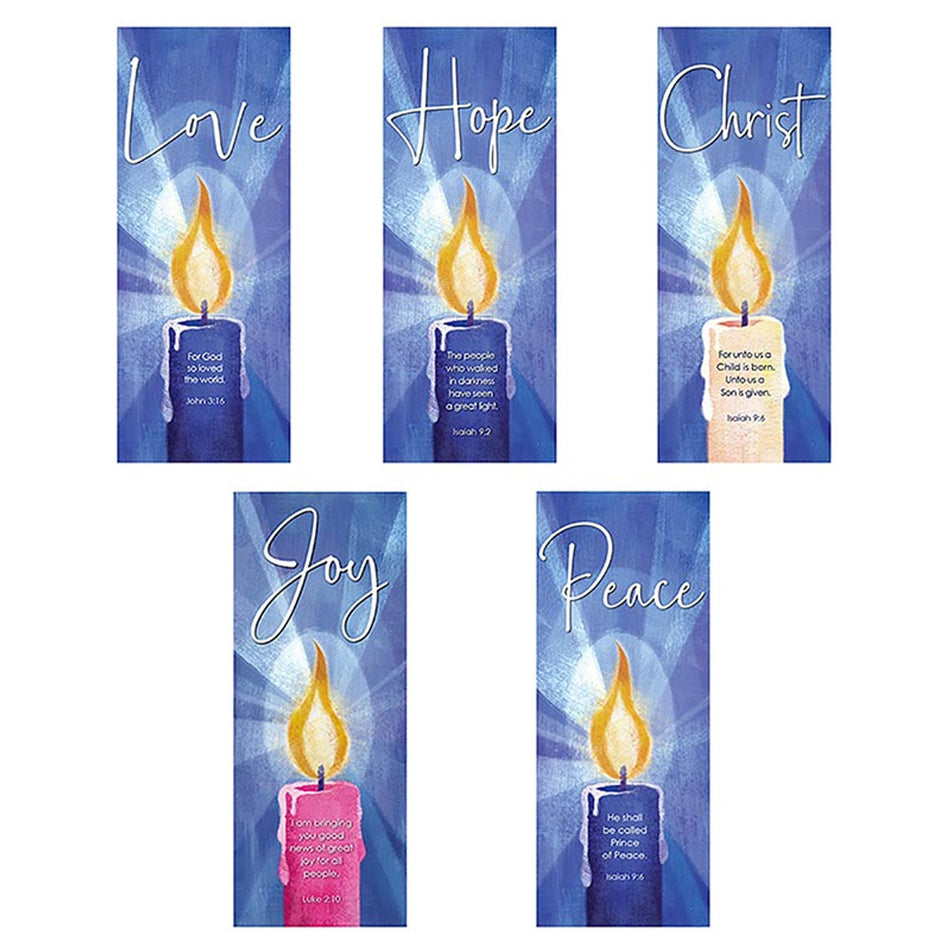 Advent Banner Set by Courtney Morgenstern | Blue or Purple | 5-Piece Advent Candle Banners | 23 x 63 Inches | for X-Stand