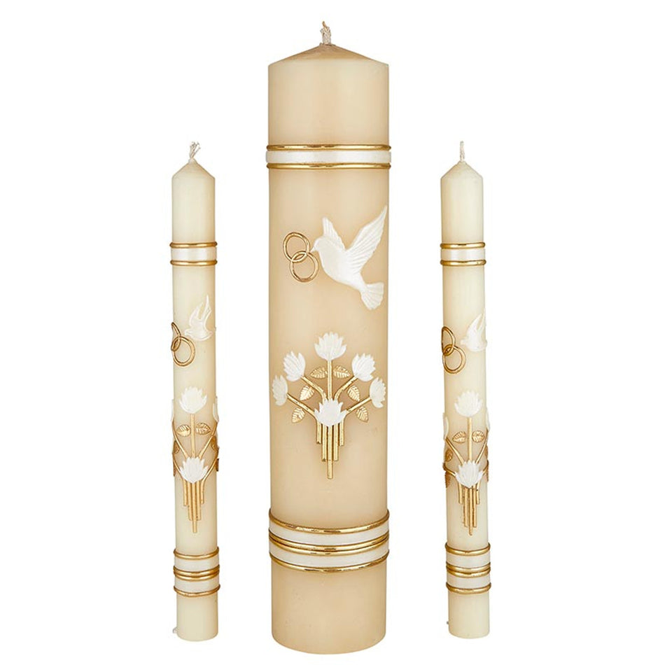 Dove & Ring Wedding Candle Set