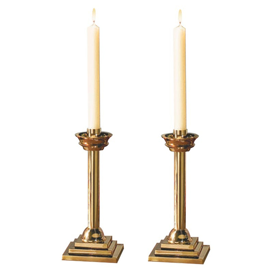 Altar Candleholders, Set of 2 | 9" Brass Candlesticks