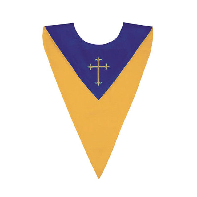Reversible Choir Stole w/ Cross 6-pkg Blue/Gold