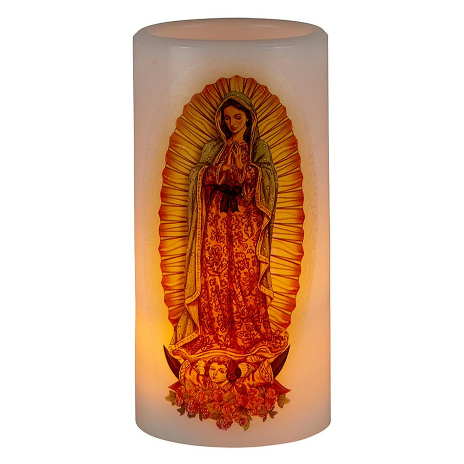 Flickering Flameless Devotional Candle - Our Lady of Guadalupe