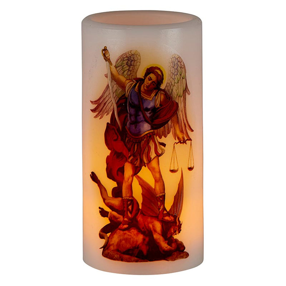 Flickering Flameless Devotional Candles -Saint Michael