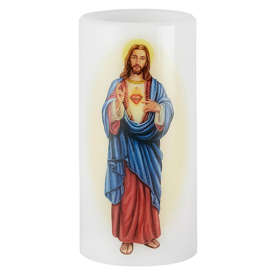 Flickering Flameless Devotional Candle - Sacred Heart