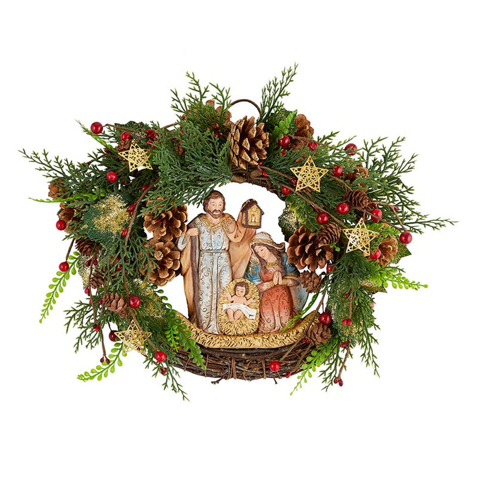 Pinecone Nativity Wreath