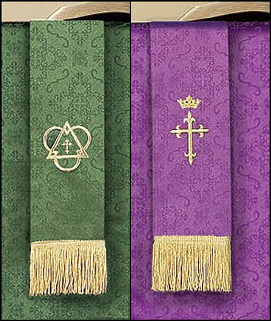 Jacquard Reversible Bookmark with Cross: Purple/Green