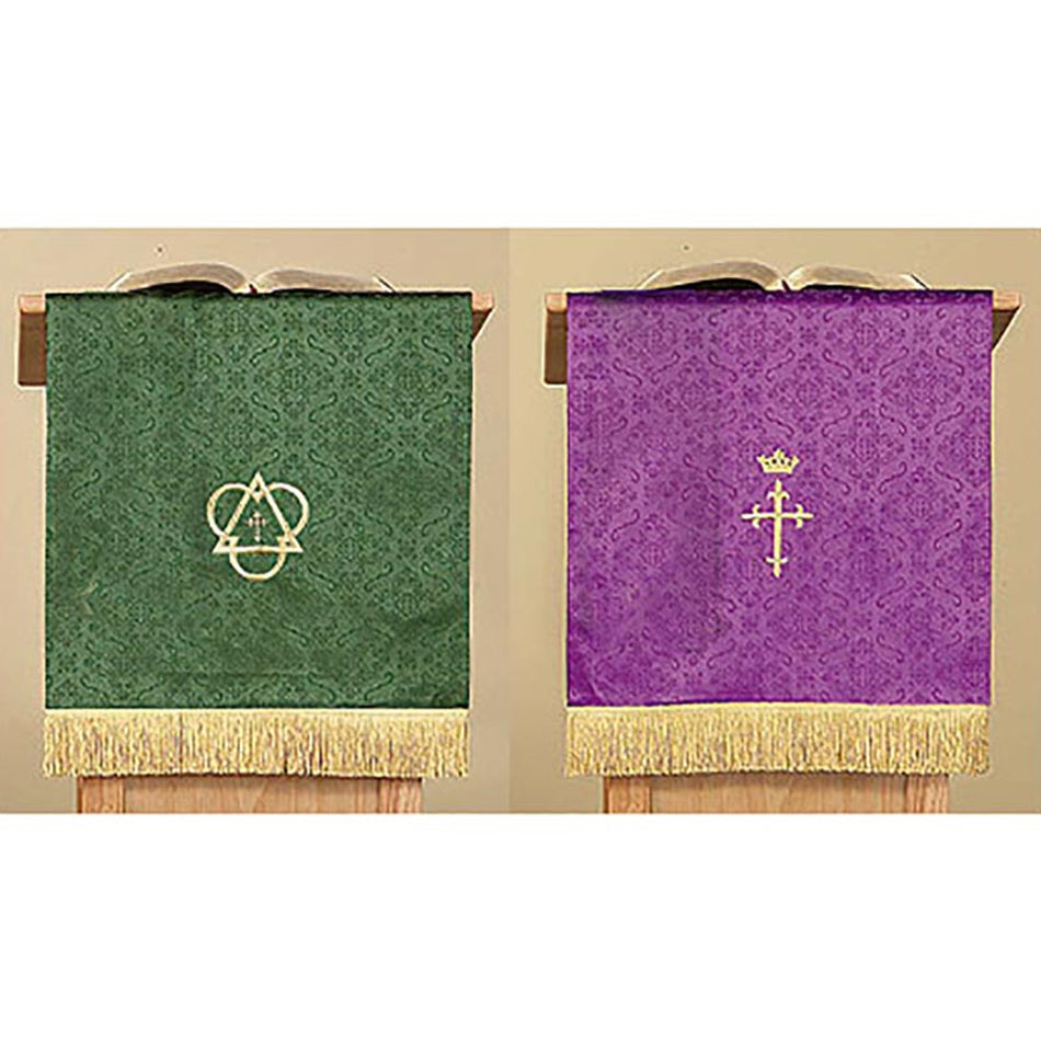 Jacquard Reversible Pulpit Scarf with Cross: Purple/Green