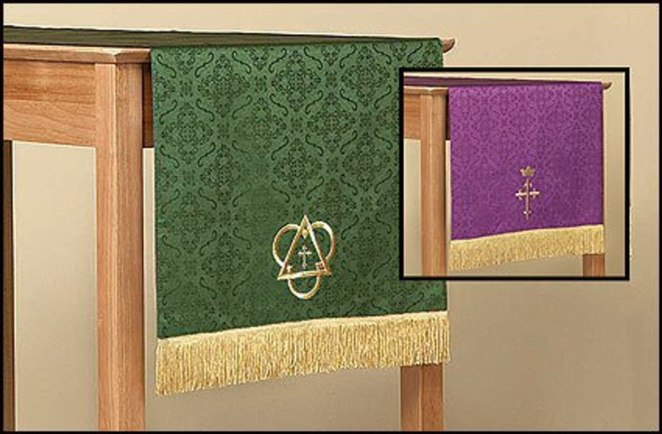 Jacquard Reversible Table Runner with Cross: Purple/Green