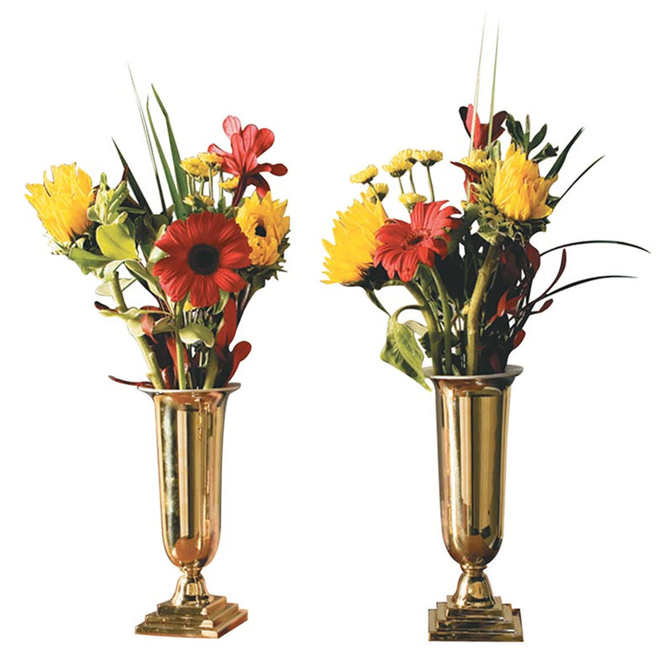 Brass Altar Vases with Liners | 11 1/2" Altar Vases