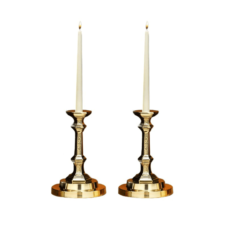 Budded Candlesticks with Filigree Design | Set of 2 | 9 1/4" Altar Candlesticks