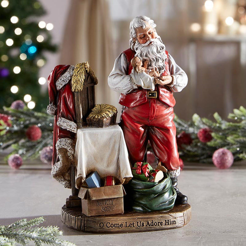 8" H Adoring Santa Figurine