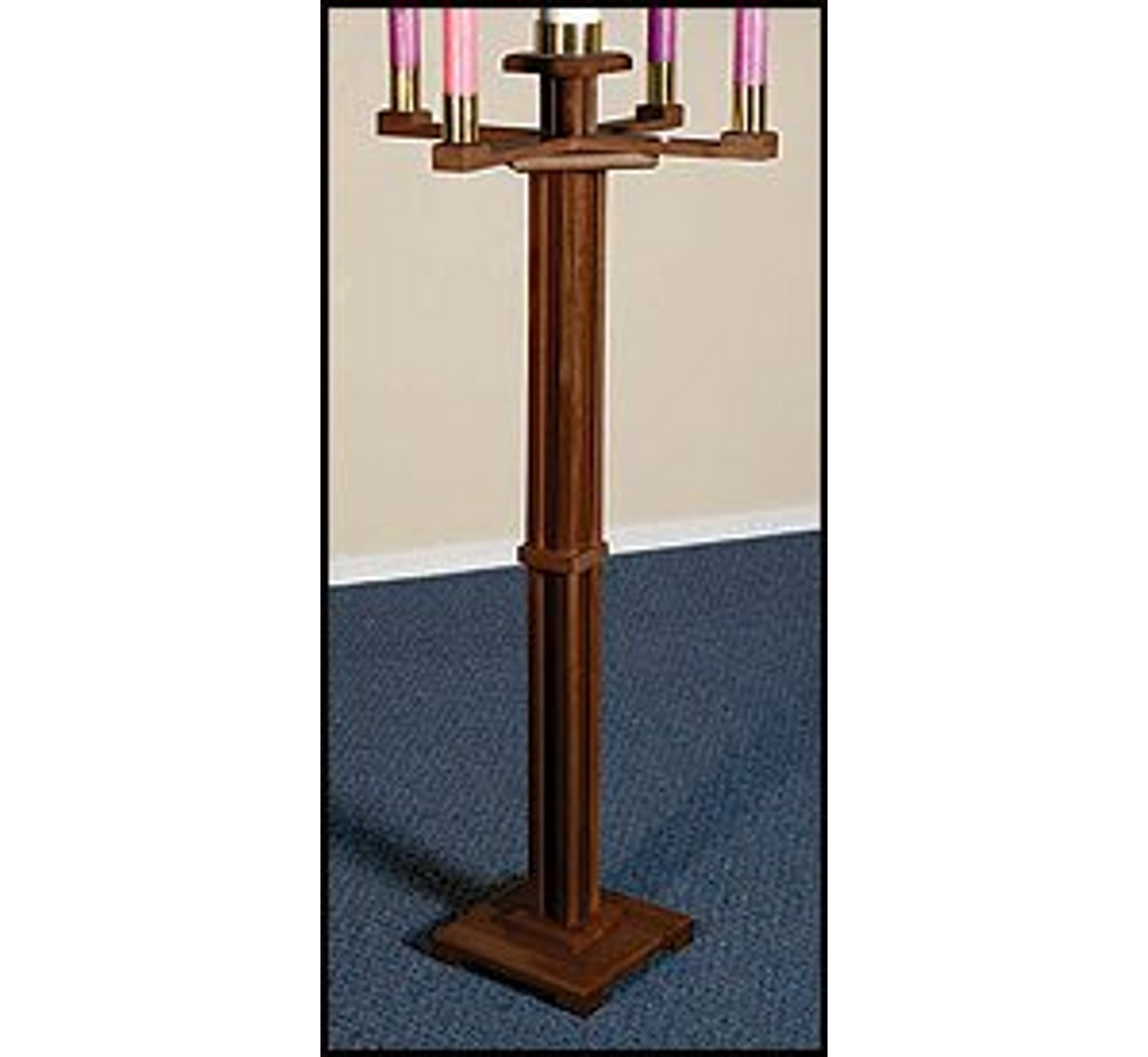Advent Candlestick - Walnut, one of the items in the Walnut Advent Candlestick with 17-Inch Church Candles, Followers and Christ Candle. A photograph of the assembled set is pending.