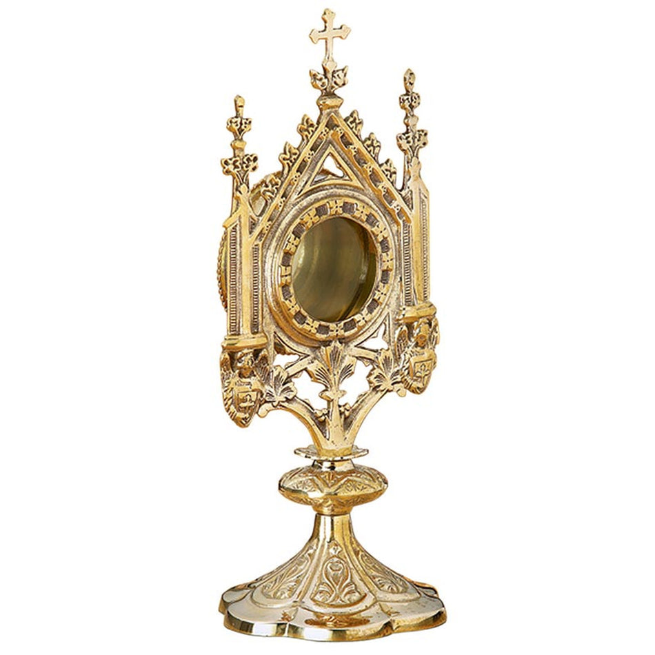 Cross Reliquary | Brass Cross Reliquary with Glass Chamber - 3-Inch Diameter for Sacred Relics